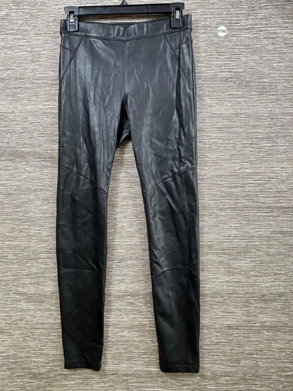 Free People Pull On Faux Leather Leggings Womens Size 24 Black Skinny Leg Boho
